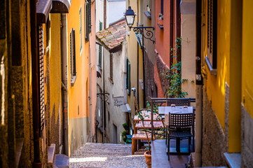 Typical narrow street in a small town in Italy
