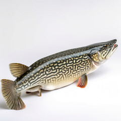 Naklejka premium ai generated Illustration pikeperch on white isolated background