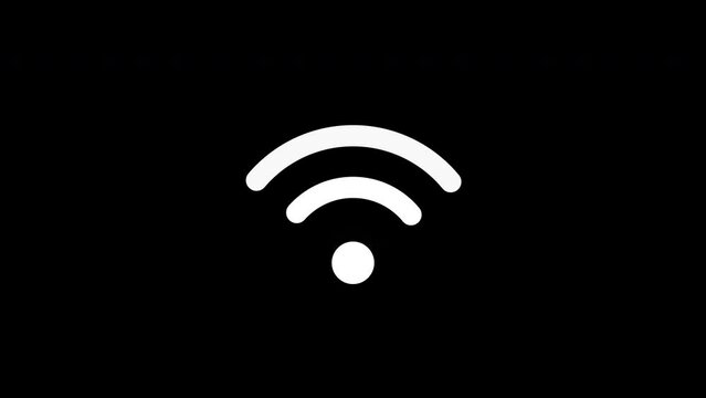 Wi-fi icon animation. Looped. Isolated on black background.
