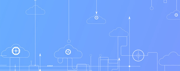 Cloud technology. Integrated digital web concept background