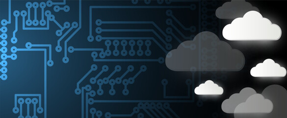 Cloud technology. Integrated digital web concept background