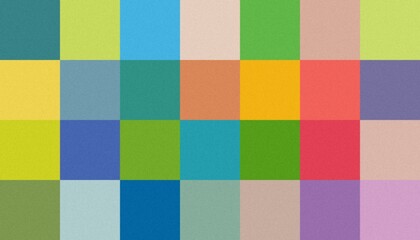 Repeated seamless pattern of colorful square blocks. Bright pastel retro color palette. Geometric background structure.