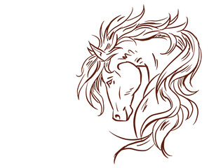 horse with a tattoo vector for card background illustration