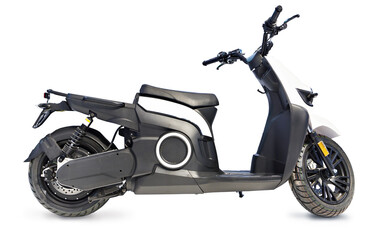 Electric motor scooter isolated white