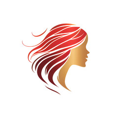 Colorful woman face silhouette with waves for cosmetics beauty salon logo design concept. Abstract female head silhouette for Logos or Icons Elements made with Generative AI
