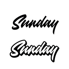 Sunday - Vector hand drawn lettering phrase.Motivation and inspiration quotes for photo overlays, greeting cards, t-shirt print, posters.Vector over white background