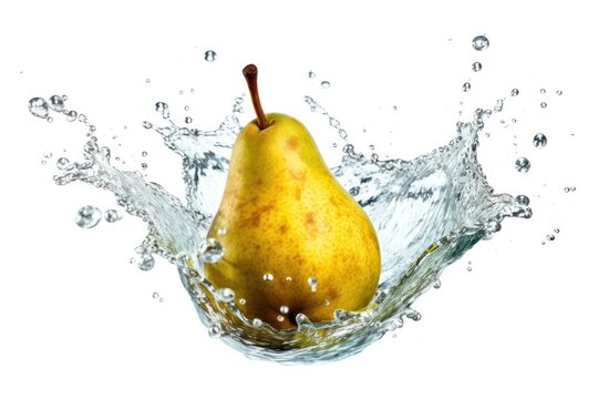 stock photo of water splash with pear isolated Food Photography