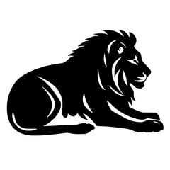 lion black and white silhouette, SVG Vector