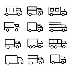 truck icons illustration. symbol sign of truck vector on black and white color. eps