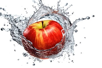 stock photo of water splash with sliced apple isolated Food Photography