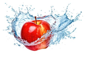 stock photo of water splash with sliced apple isolated Food Photography