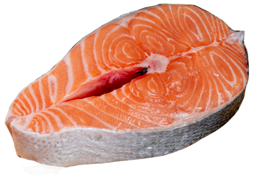 Salmon steak red fish. Piece of fatty red salmon