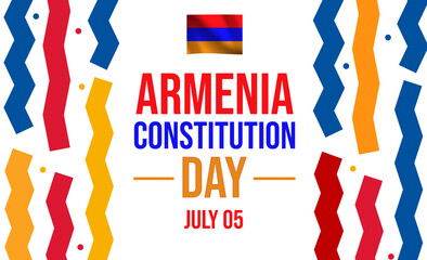 Armenia Constitution Day wallpaper with waving flag and typography in the center. Armenia patriotic background design