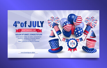 Fourth of July, USA Independence Day banner design with patriotic element and bright vibrant color 