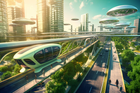 The Future Of Mobility. Innovative Transportation Systems And Advanced Technologies For Efficient Urban Planning. Sustainable Transportation Solutions. Green Energy Concept.