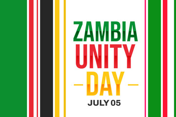 Zambia Unity Day wallpaper with colofrul minimalist shapes and typography design.
