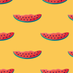 Colorful seamless summer pattern with watermelon slice
