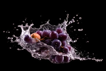 stock photo of water splash with sliced grape isolated Food Photography