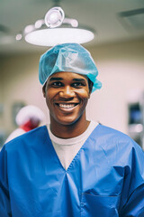 Generative AI illustration of young black male doctors in a hospital operating room