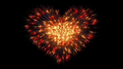 Fireworks in a heart shape with the Canada flag. Generative AI