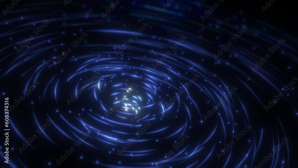 Poster spiral glowing neon cyberspace overlay lines rotating galaxy lines and changing color into purple. t