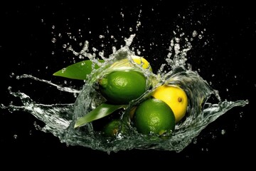 stock photo of water splash with sliced green mango Food Photography