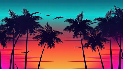 Obraz na płótnie Canvas Colorful palm background. Illustration AI Generative.