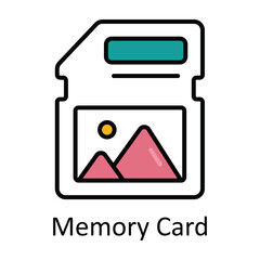 Memory Card Filled Outline Icon Design illustration. Art and Crafts Symbol on White background EPS 10 File
