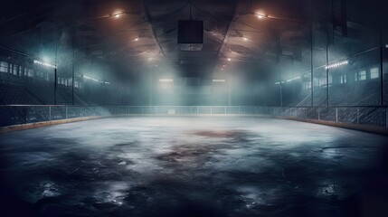 Hockey ice rink arena empty field, Generative Ai