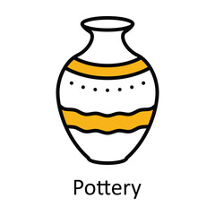 Pottery Filled Outline Icon Design illustration. Art and Crafts Symbol on White background EPS 10 File