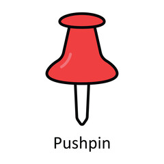Pushpin Filled Outline Icon Design illustration. Art and Crafts Symbol on White background EPS 10 File