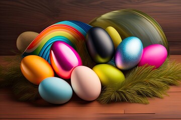 Fototapeta na wymiar Easter Holiday Background Illustration. Generative AI