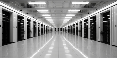 Fototapeta premium Server Raum groß und hell, ai generativ,