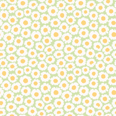 Cute floral pattern in the small flowers. Seamless vector texture. Elegant template for fashion prints. Printing with small white chamomile flowers. Light green background. Stock print.