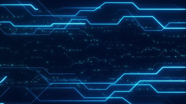 Digital Data moving on Circuit Board and CPU loop backgrounds. Computer Processing and organizing data. Abstract high tech Artificial intelligence (AI), data mining, modern computer technology surface
