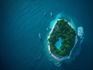 Fototapeta premium Paradise green island in the sea. AI Generated