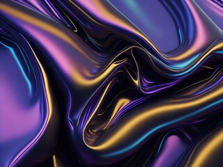 Abstract wavy silk pattern in hologram color. AI Generated