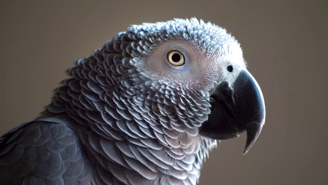 Grey parrot close up
