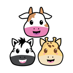 COW, ZEBRA, GIRAFFE VECTOR ILLUSTRATION