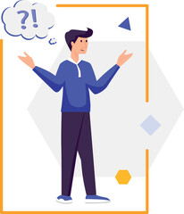 a man stands with a blank look