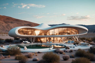 Fototapeta premium Modern Futuristic Home in the desert