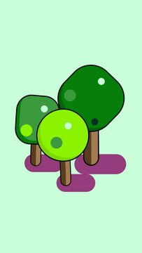 mushroom on the grass, Tree 2d animation, trees and wind animation
