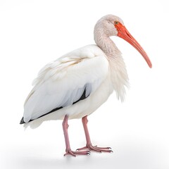 White Ibis bird isolated on white background. Generative AI - obrazy, fototapety, plakaty