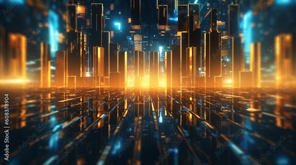 Canvas Prints abstract futuristic background with glowing neon lines. generative ai