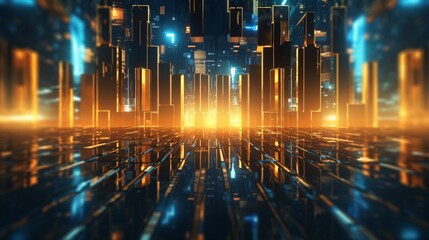 Obraz premium Abstract futuristic background with glowing neon lines. Generative ai