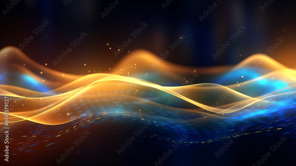 Wall mural abstract futuristic background with glowing neon lines. generative ai