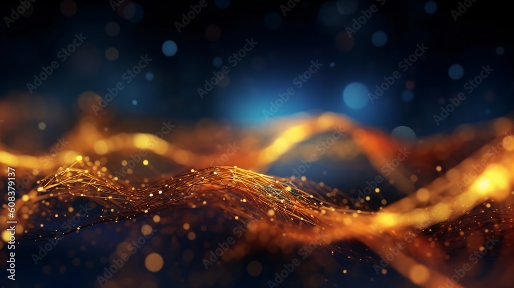Wall mural abstract futuristic background with glowing neon lines. generative ai