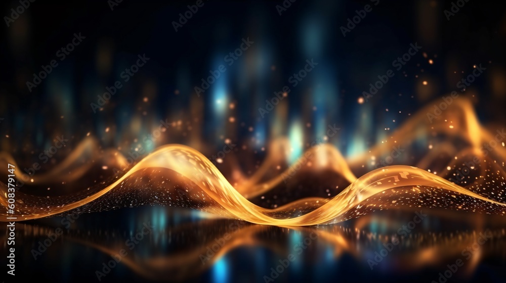 Wall mural abstract futuristic background with glowing neon lines. generative ai