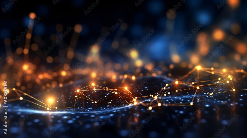 Canvas Prints abstract futuristic background with glowing neon lines. generative ai