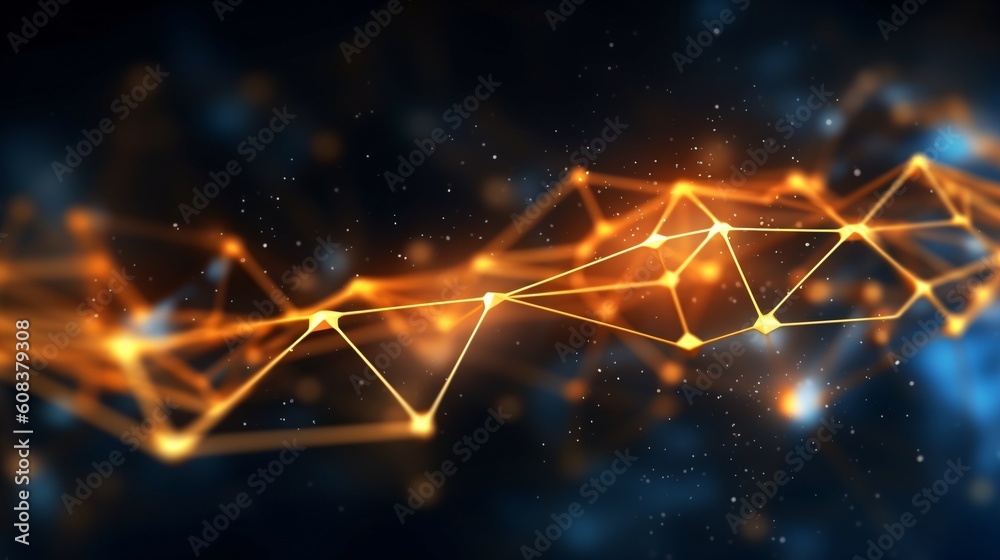 Wall mural abstract futuristic background with glowing neon lines. generative ai